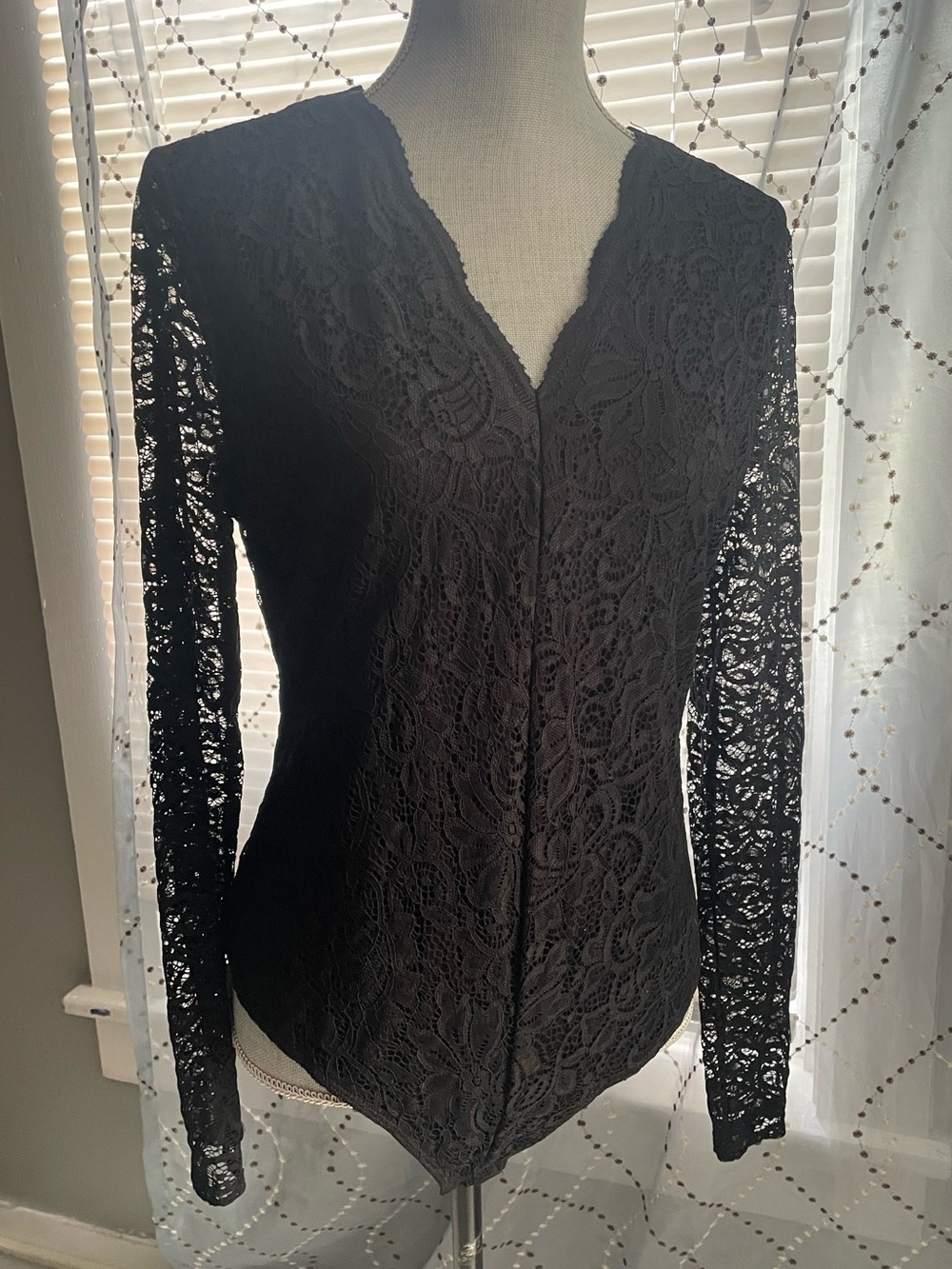 Maurice’s Black Lace Long-Sleeve Bodysuit